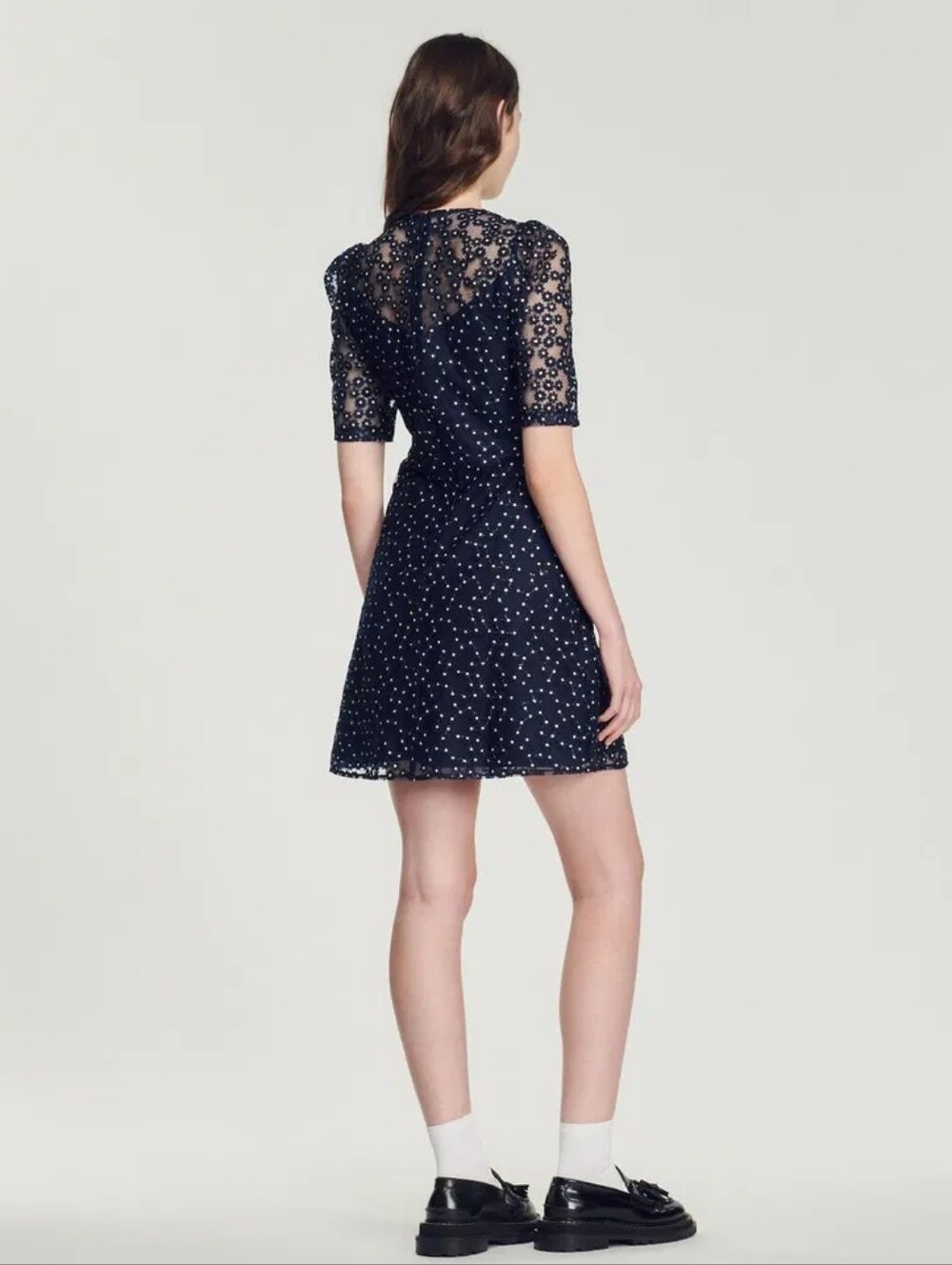 SANDRO Short Dress With Peter Pan Collar size 4(36) BNWT - Picture 2 of 16